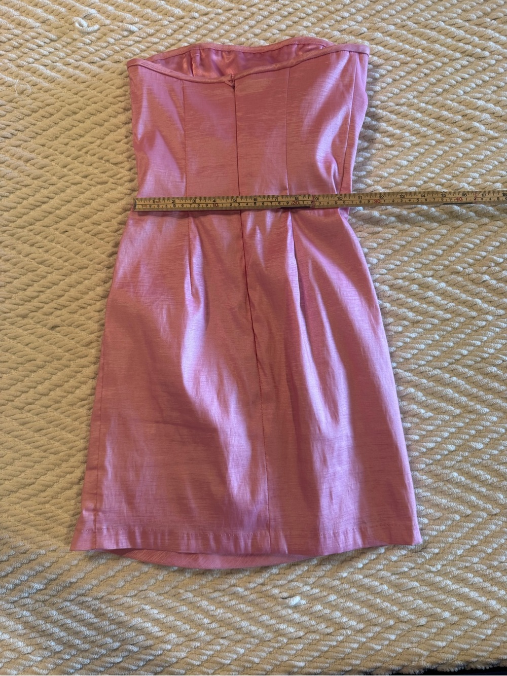 Jessica McClintock Strapless Shimmering Rose Pink Ruched Dress - Picture 4 of 7